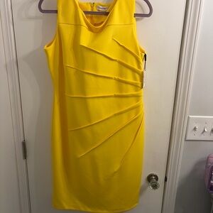 Calvin Klein Vibrant Yellow Midi Dress